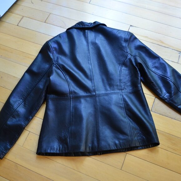 Kasper Genuine Leather Full Zip Collar Jacket Size L Black - Picture 9 of 11